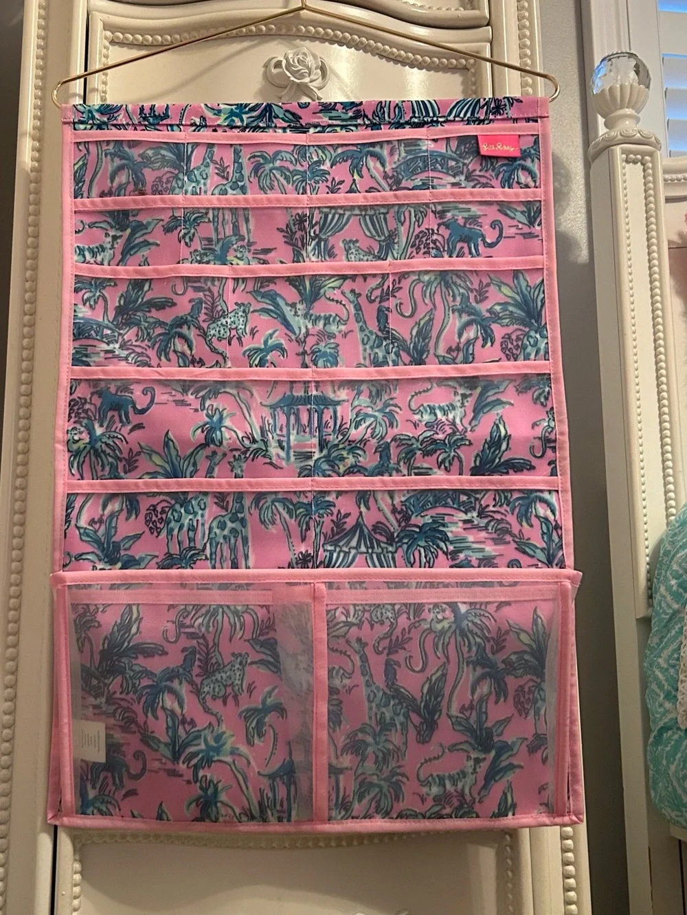 Lilly Pulitzer hanging “Out of office” organizer for jewelry or cosmetics